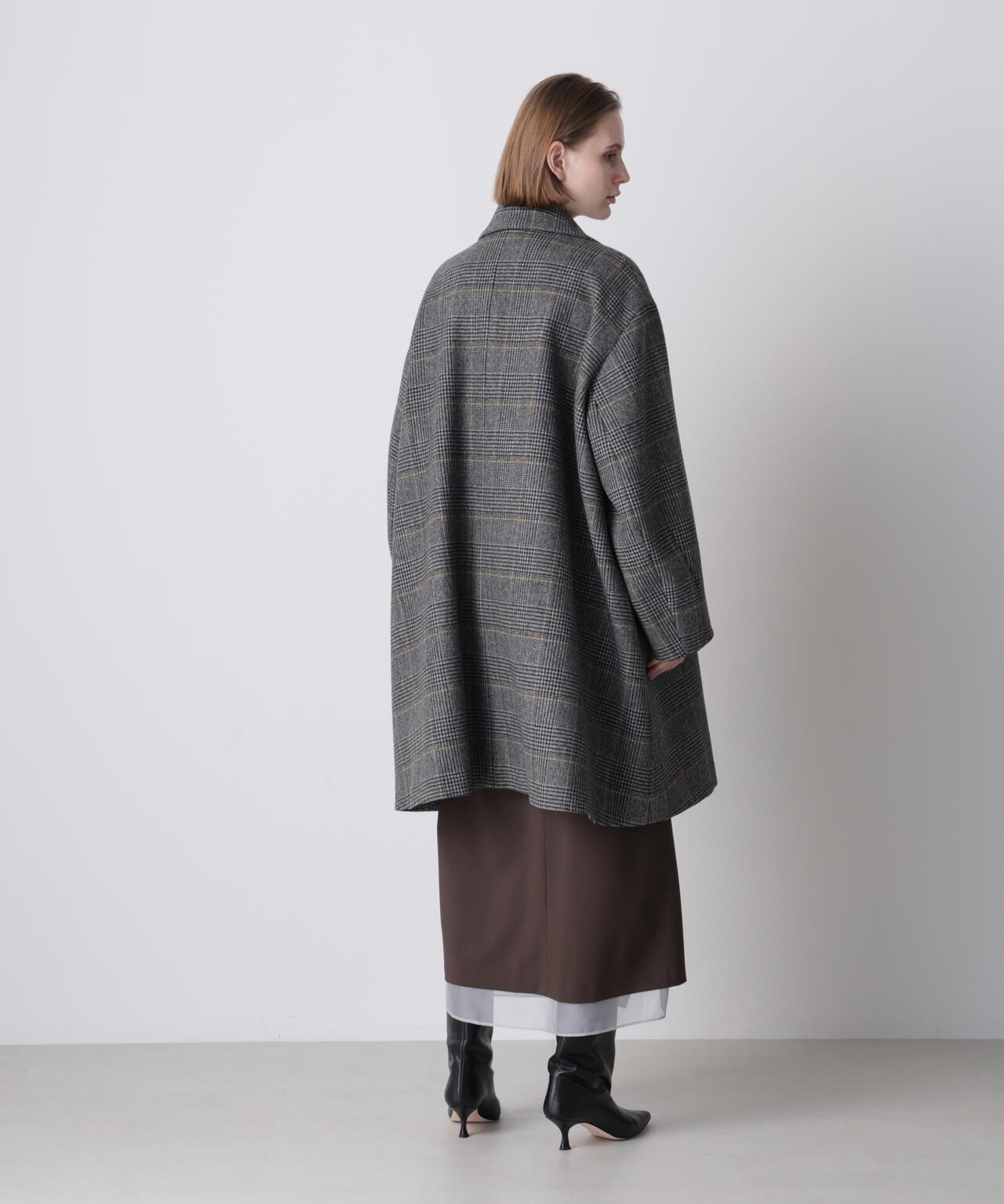 ウールチェックコート