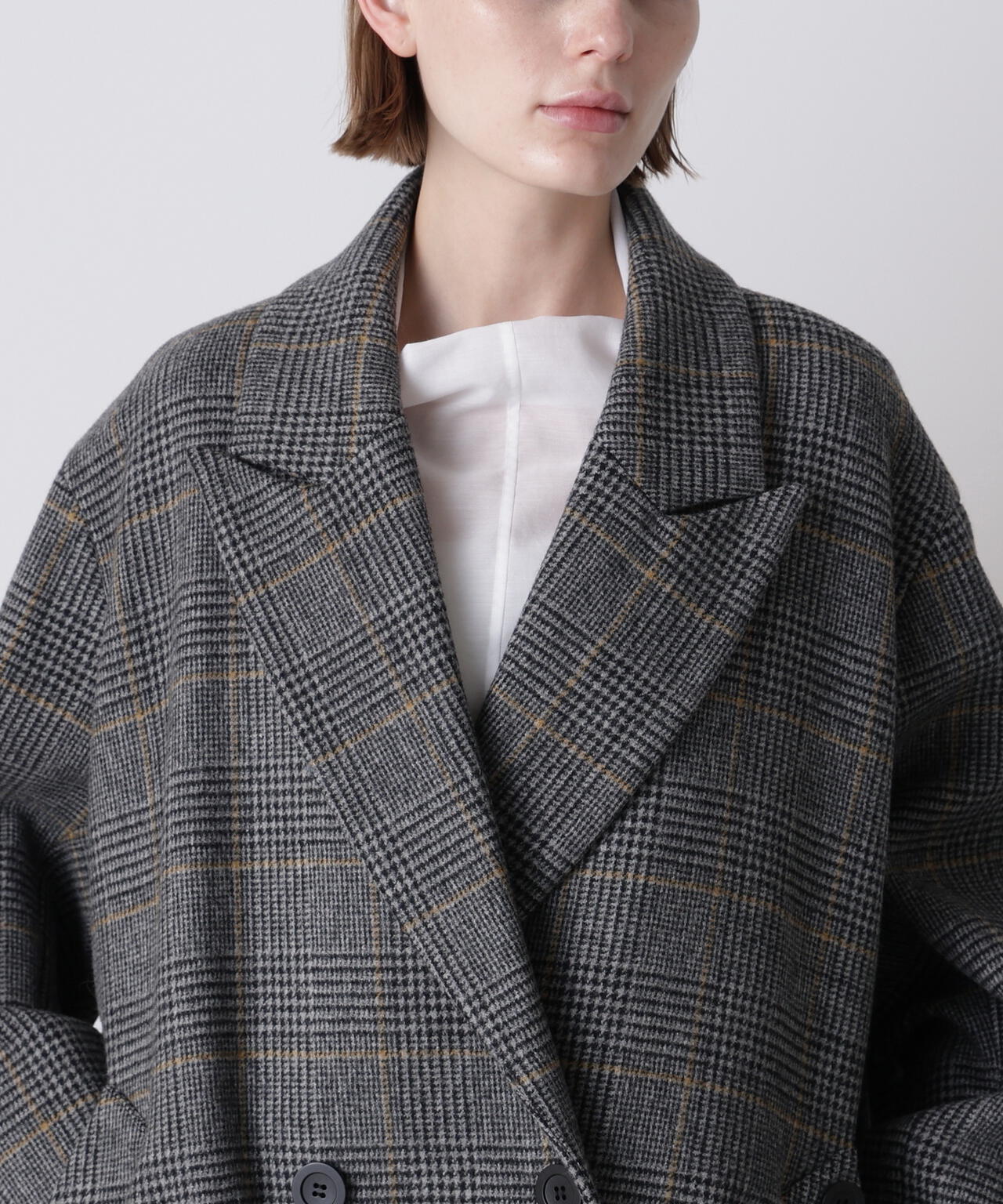 ウールチェックコート