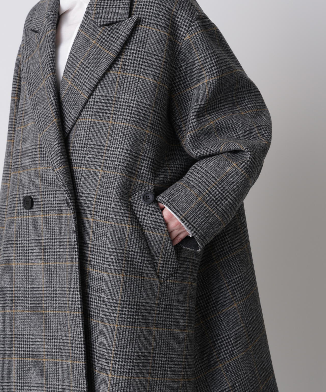 ウールチェックコート