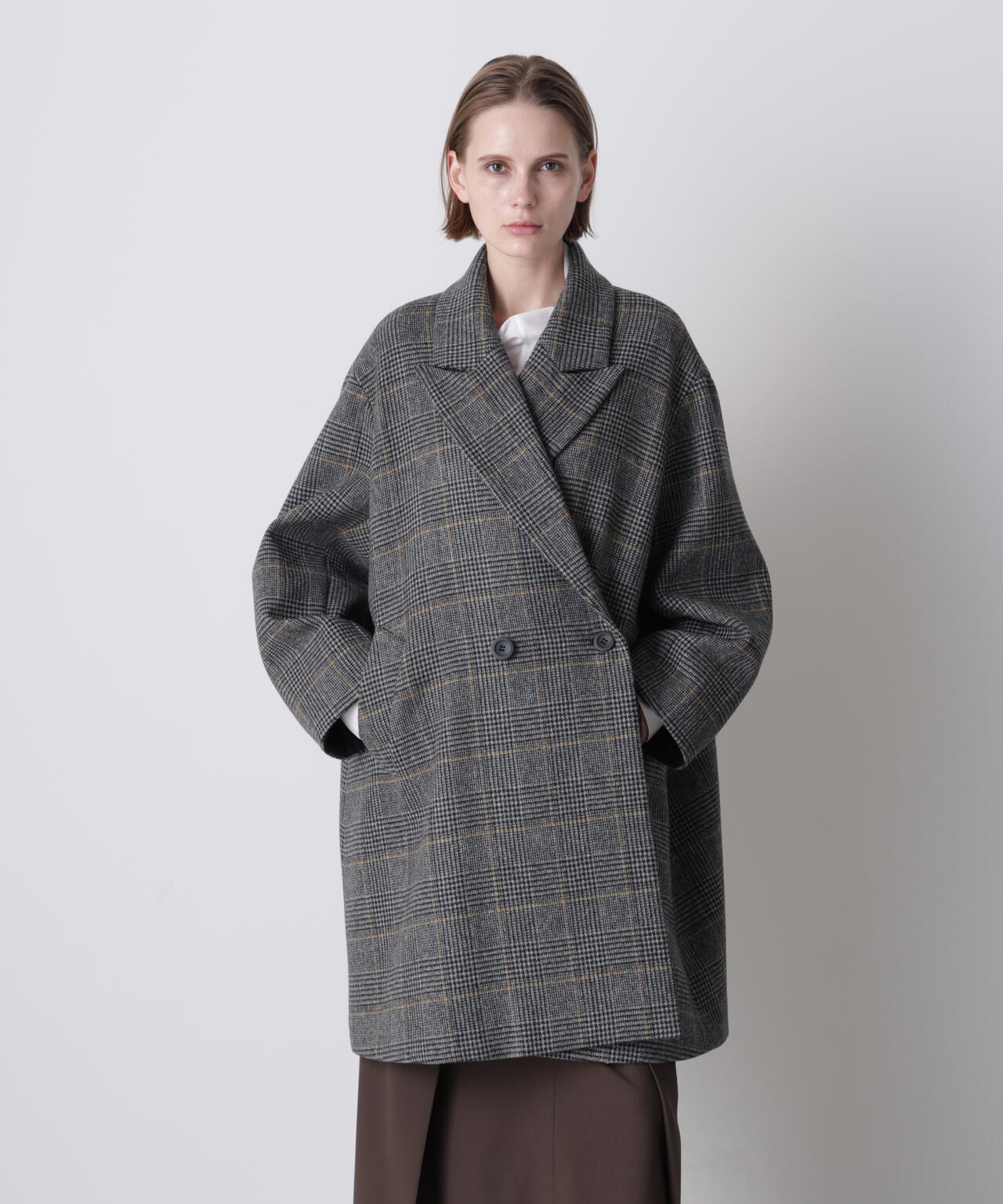 ウールチェックコート