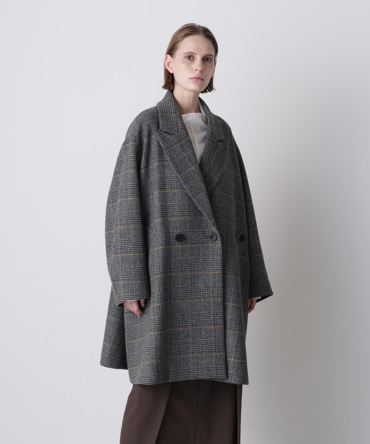 ウールチェックコート
