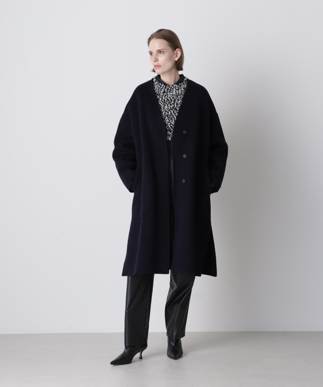 バイカラークロップニット