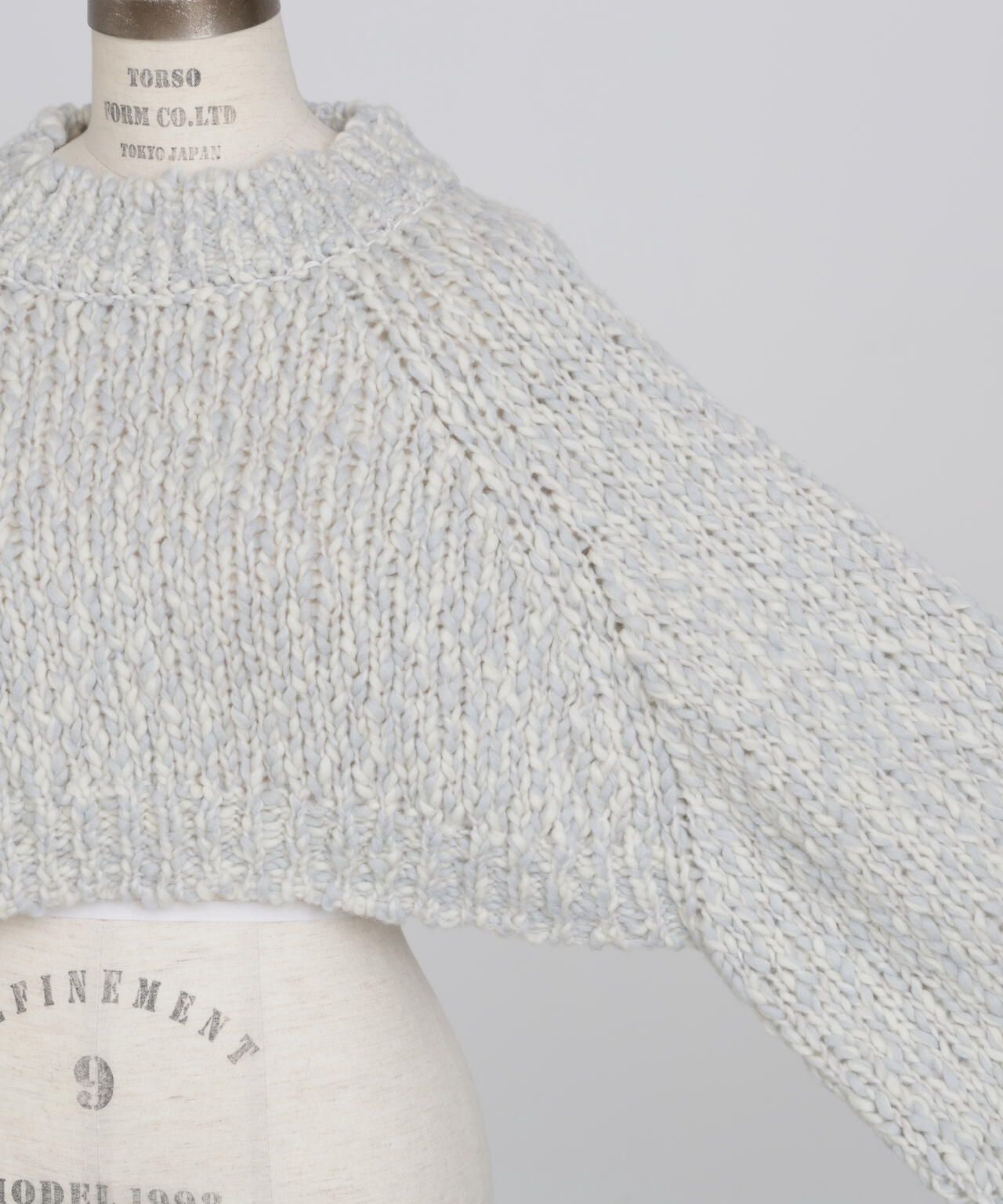 バイカラークロップニット