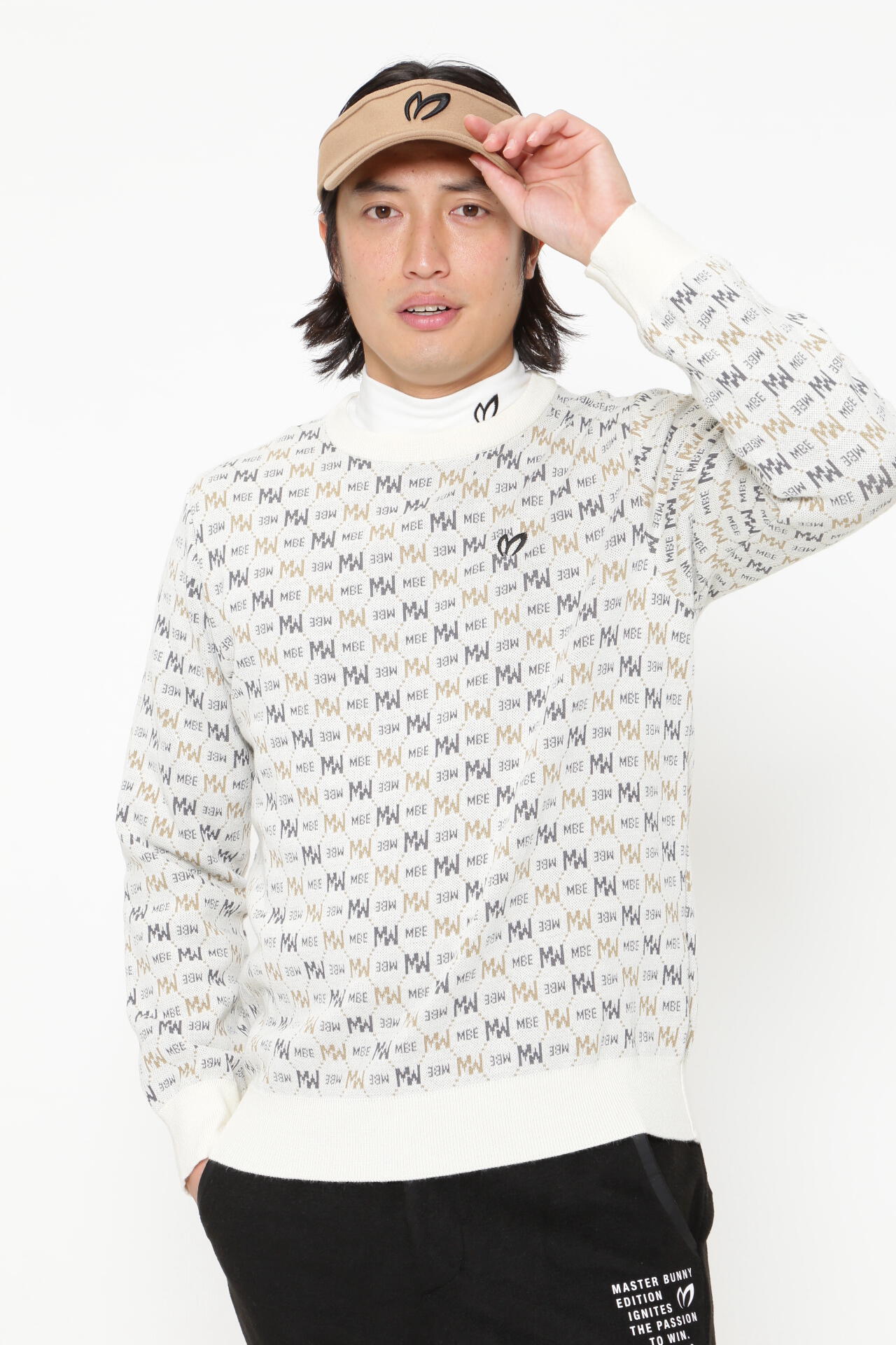 新品 マスターバニー Bugs Bunny 3色Wジャガード ニット(6)LL白 14G 3色Wジャガード クルーネックニットプルオーバー | MASTER BUNNY