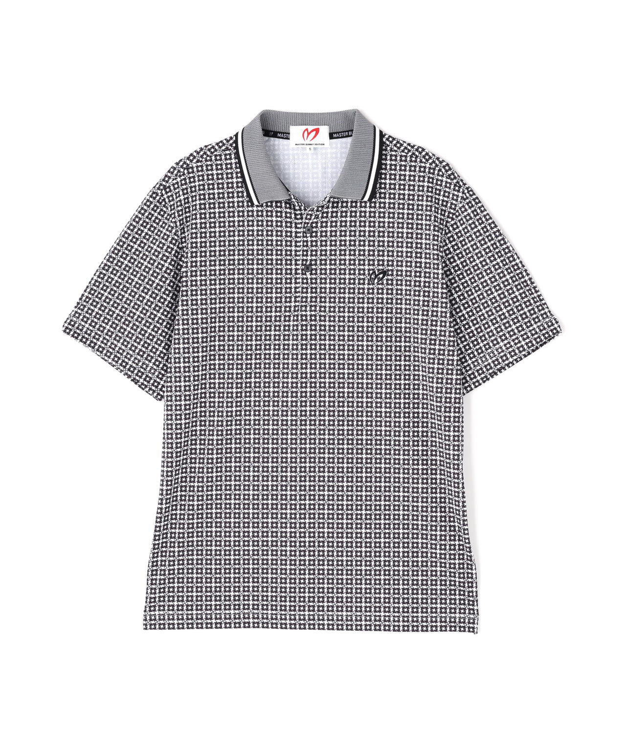 SPX150d天竺×カノコボーダー半袖ポロシャツ <千鳥プリント>