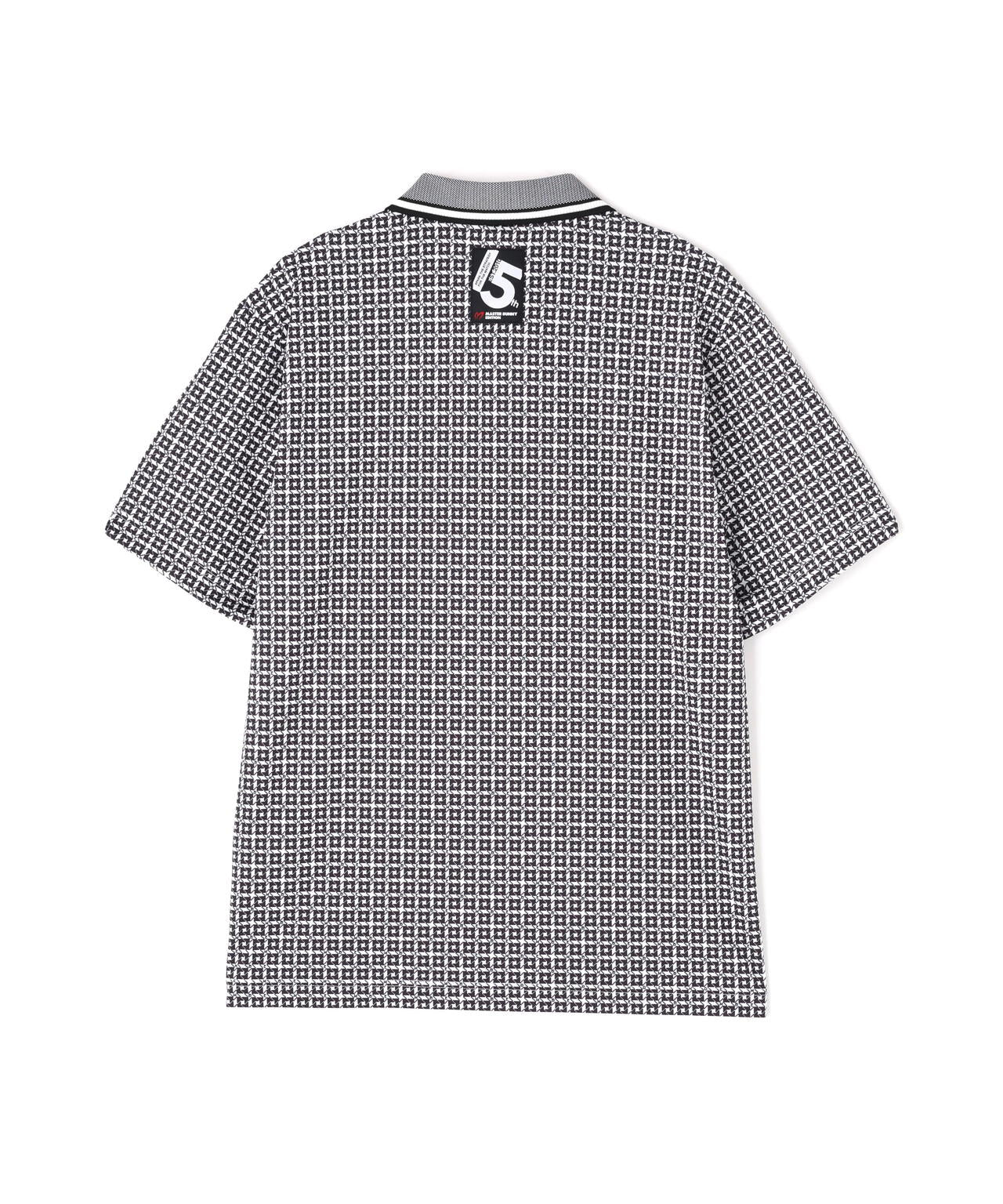 SPX150d天竺×カノコボーダー半袖ポロシャツ <千鳥プリント>