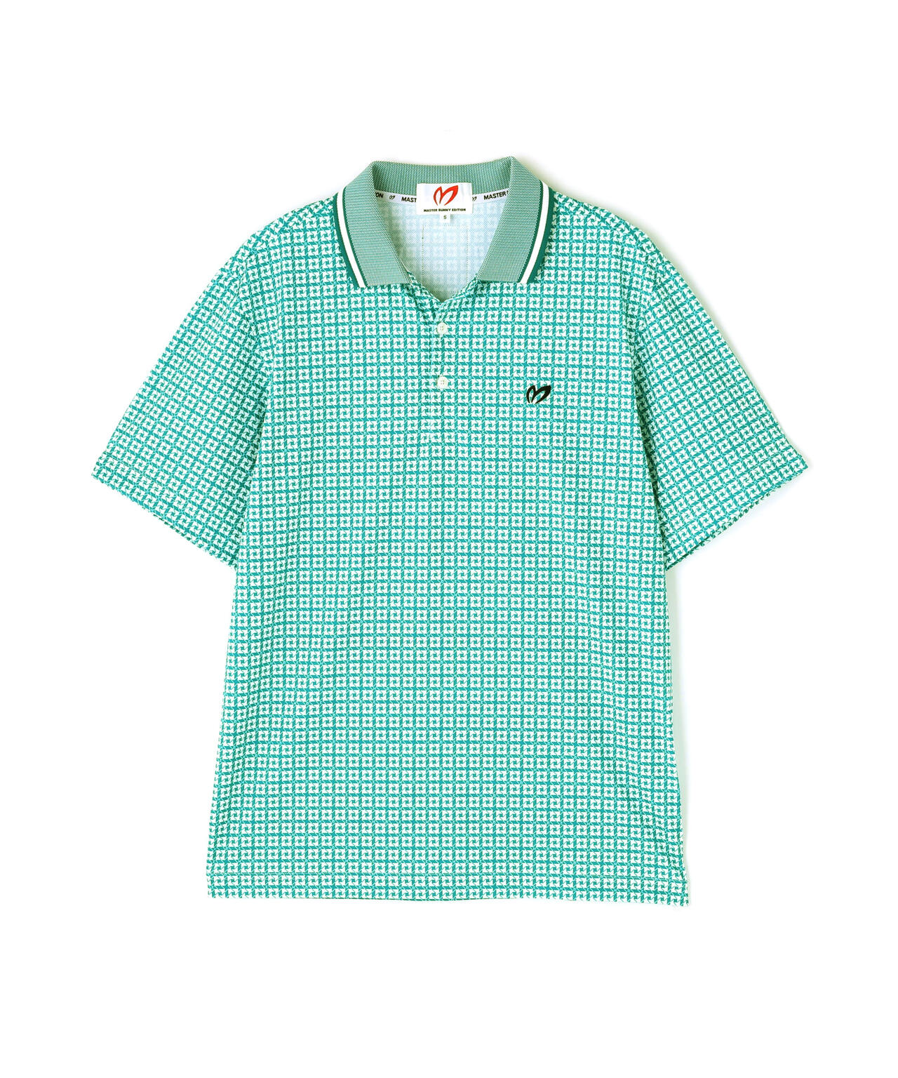 SPX150d天竺×カノコボーダー半袖ポロシャツ <千鳥プリント>