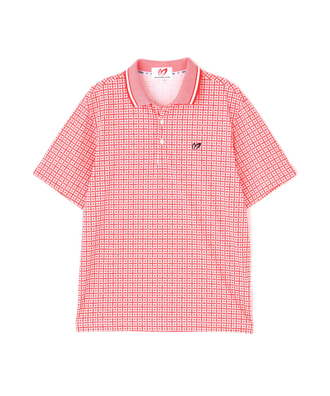 SPX150d天竺×カノコボーダー半袖ポロシャツ <千鳥プリント>