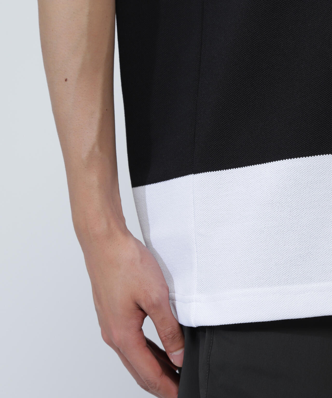 切替タックカノコパネルボーダー半袖ポロシャツ