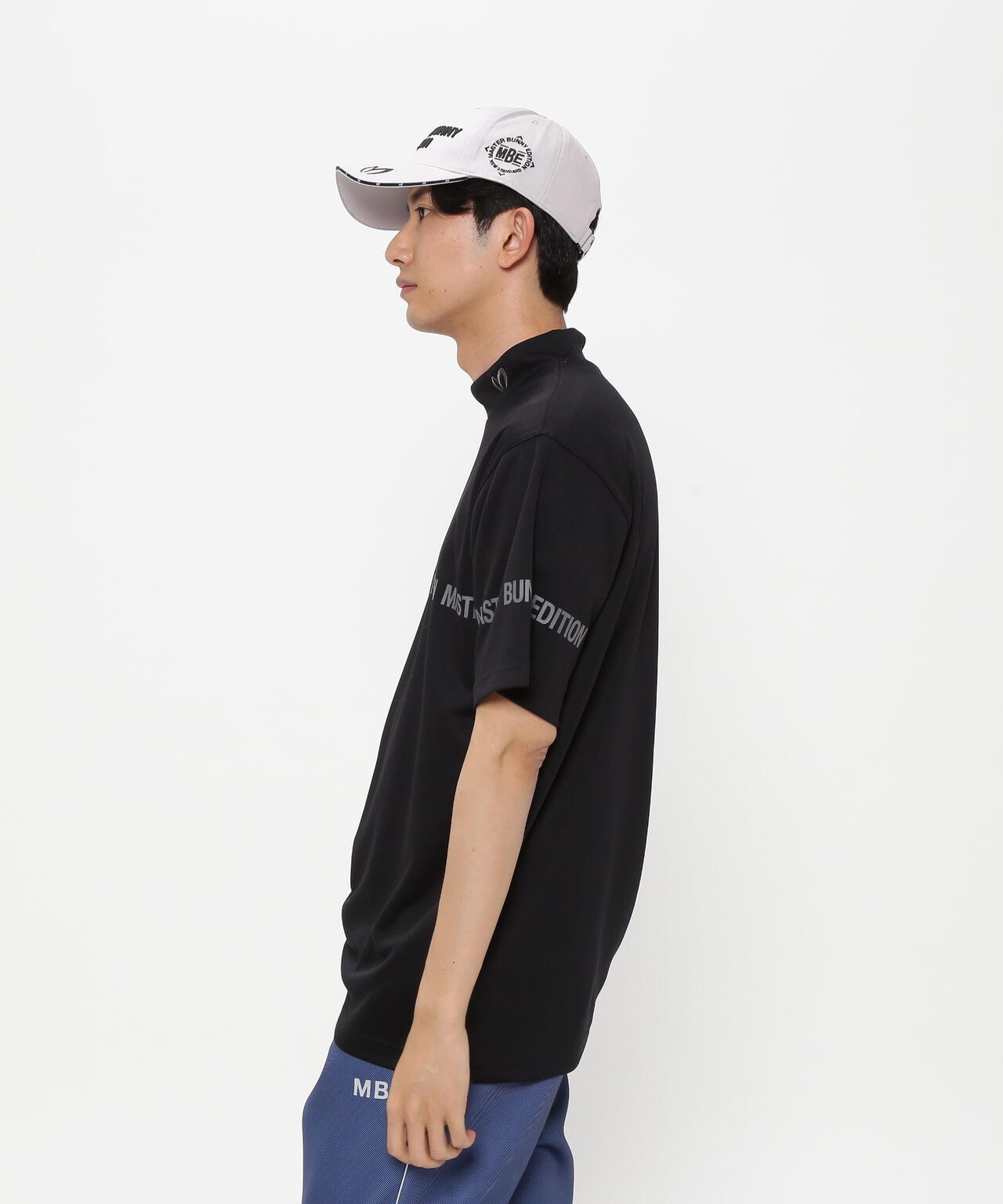 裏ワッフルジャージ半袖モックネックカットソー