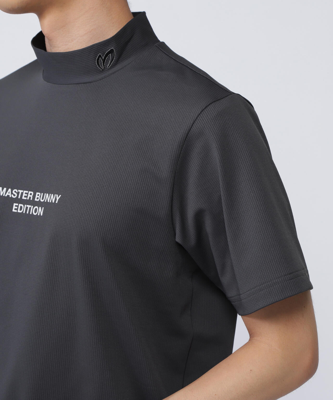 エコブルードビーワッフル半袖モックネックカットソー