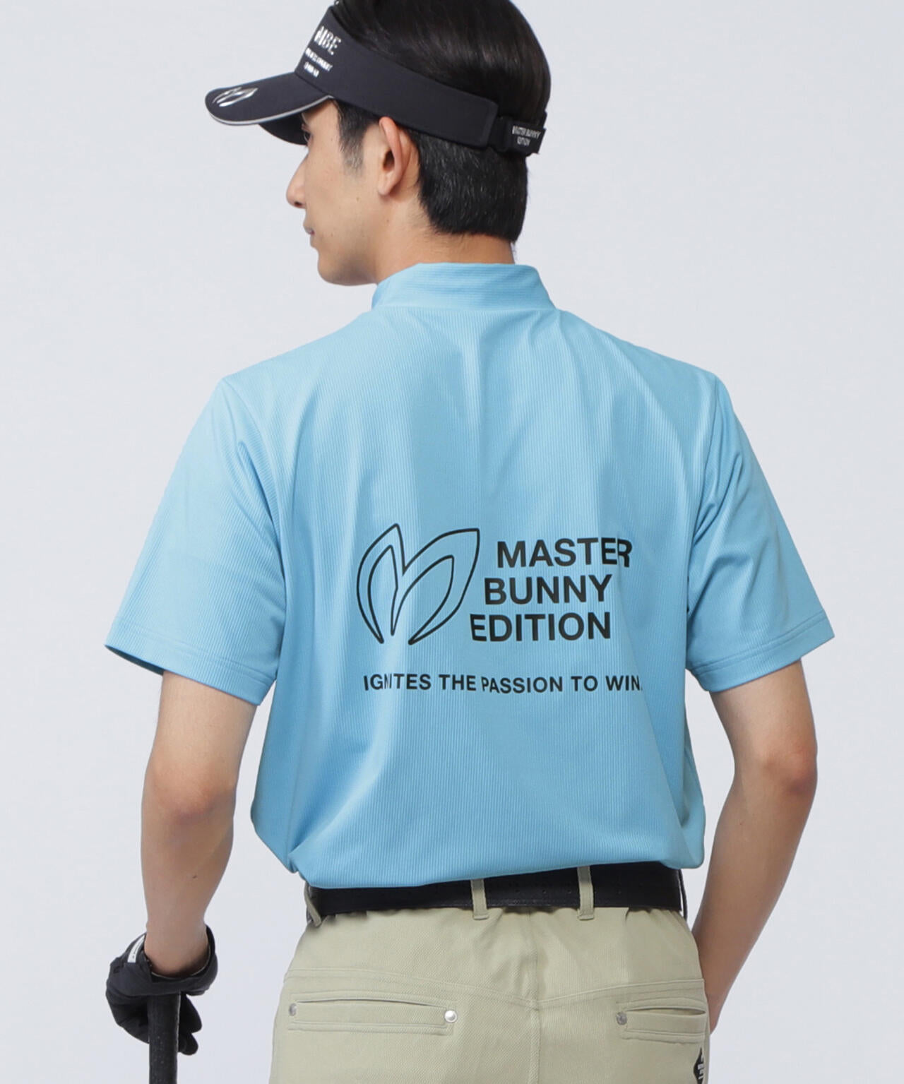 エコブルードビーワッフル半袖モックネックカットソー