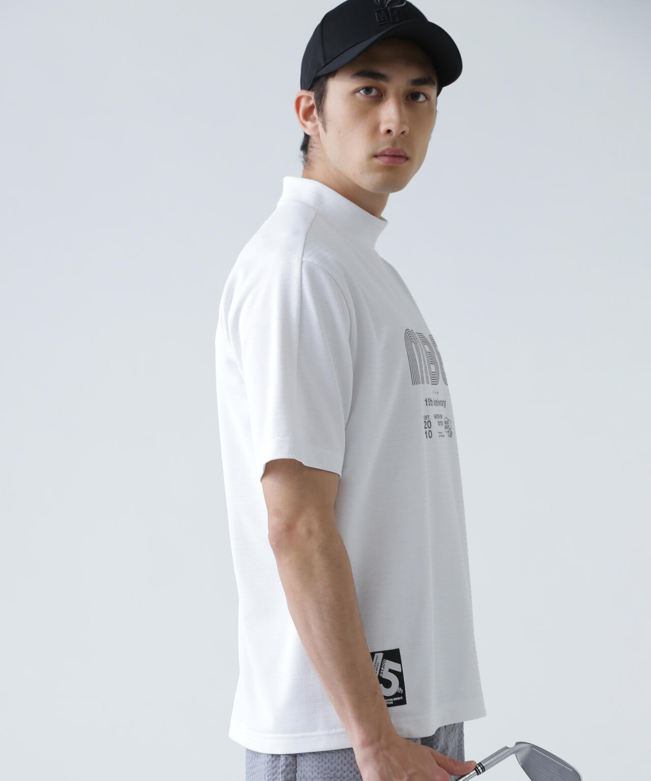 75dフルダルサッカーストライプ半袖ハイネックカットソー