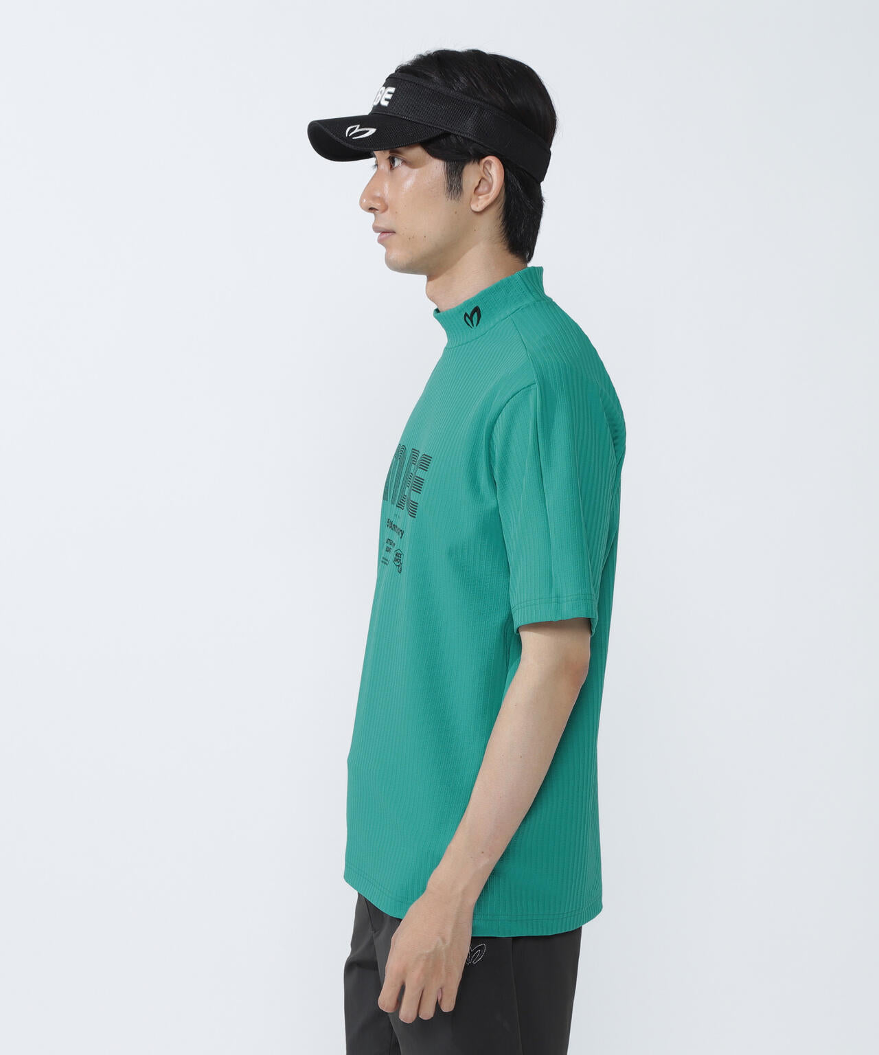 75dフルダルサッカーストライプ半袖ハイネックカットソー