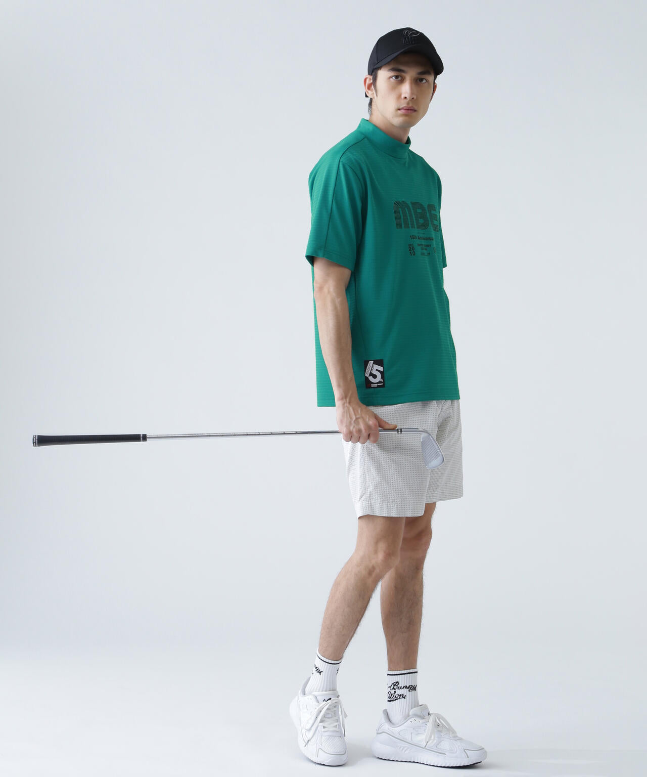 75dフルダルサッカーストライプ半袖ハイネックカットソー