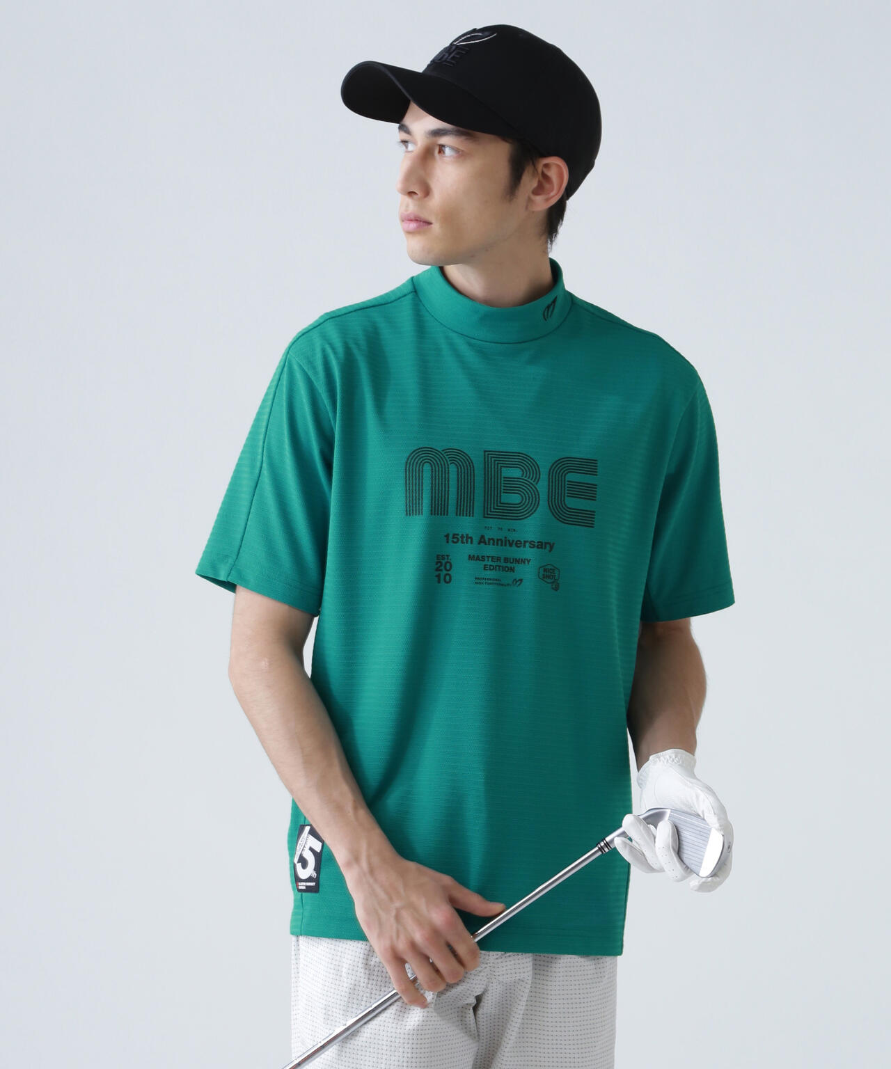 75dフルダルサッカーストライプ半袖ハイネックカットソー