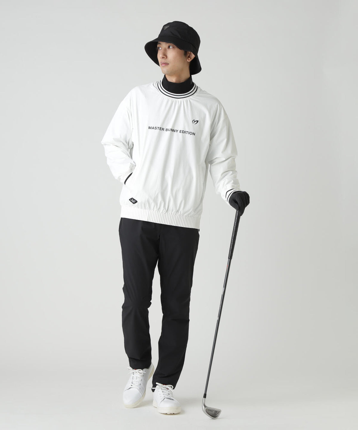 ナイロンストレッチクルーネックプルオーバー