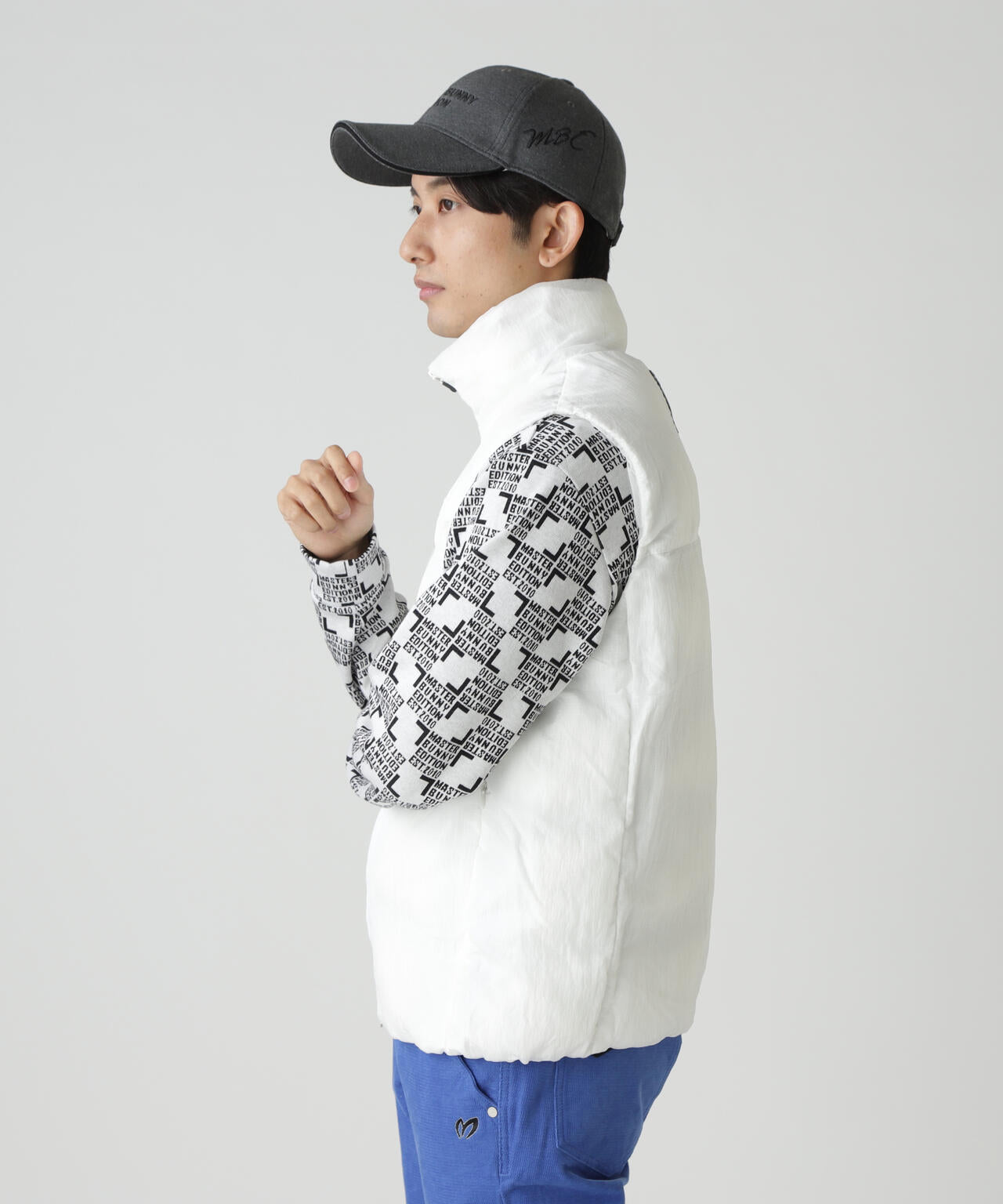 ナイロンリップ中綿フルジップベスト