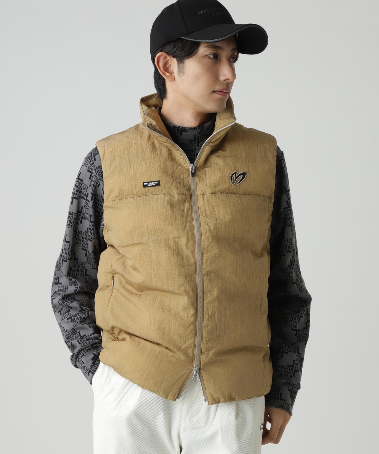 ナイロンリップ中綿フルジップベスト