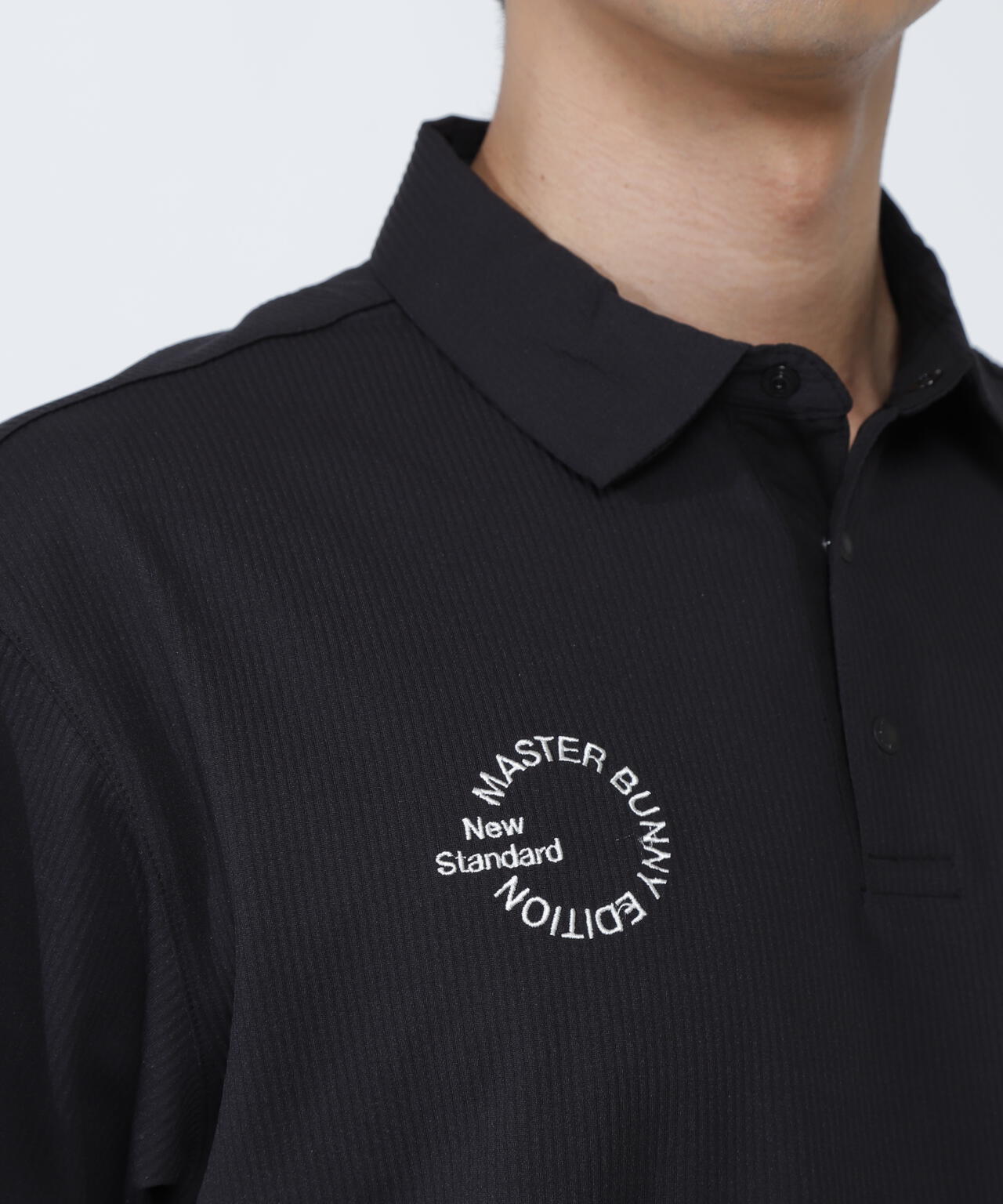 ストライプサッカー4WAYストレッチ半袖ポロシャツ