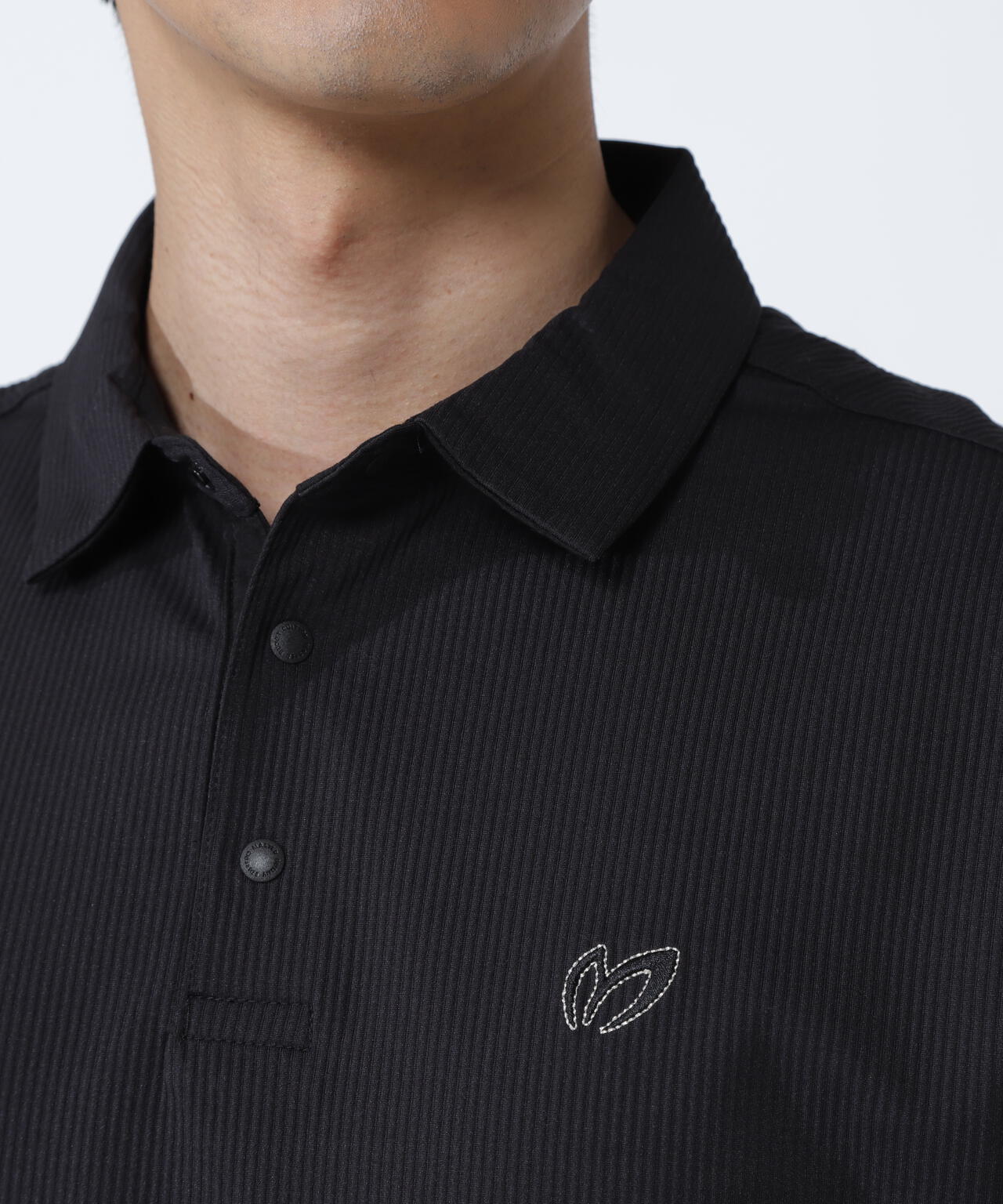 ストライプサッカー4WAYストレッチ半袖ポロシャツ