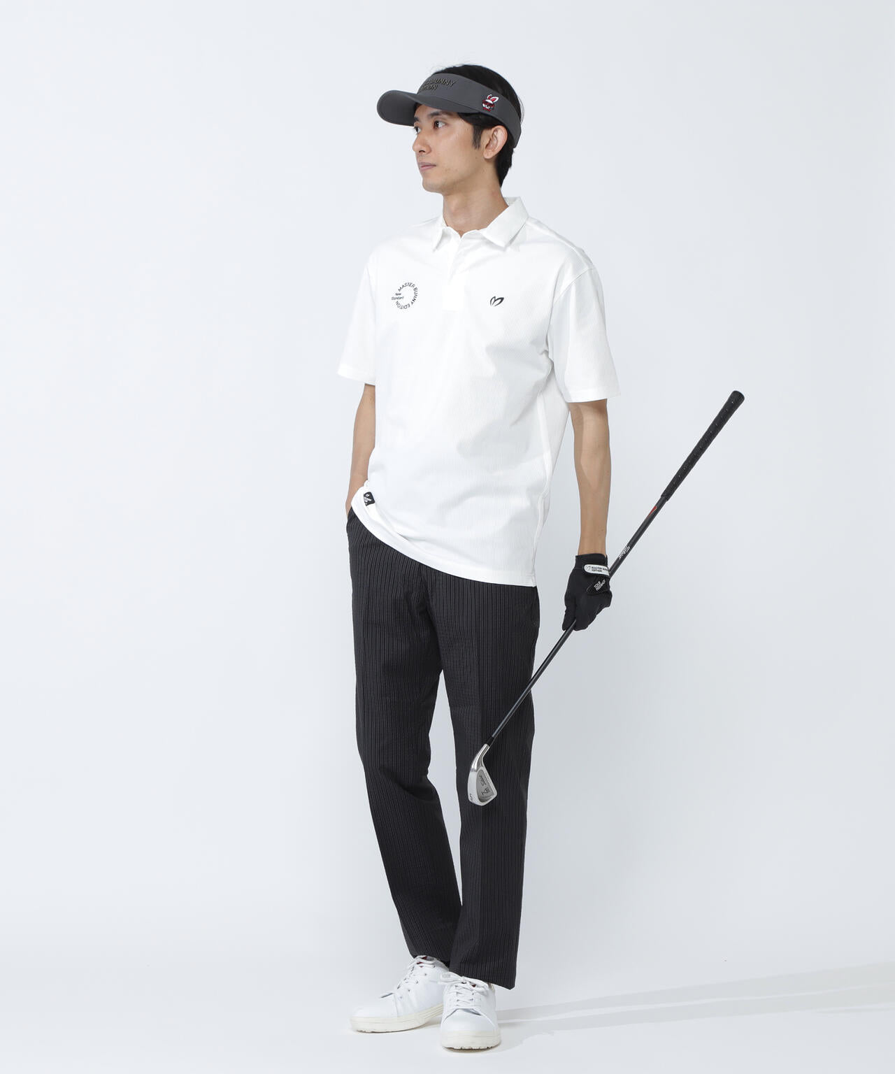 ストライプサッカー4WAYストレッチ半袖ポロシャツ