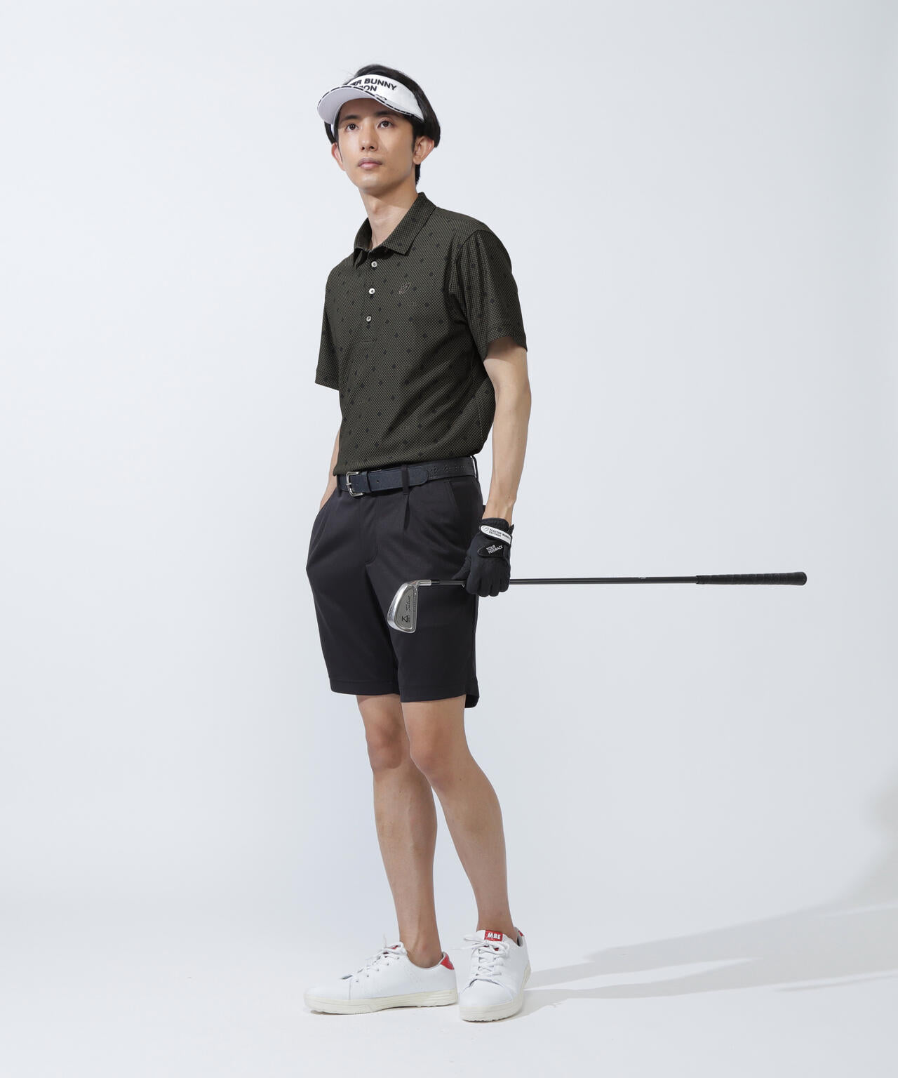 メッシュトリコットプリント半袖ポロシャツ