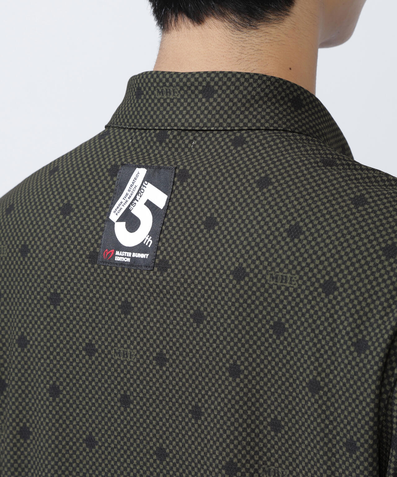 メッシュトリコットプリント半袖ポロシャツ