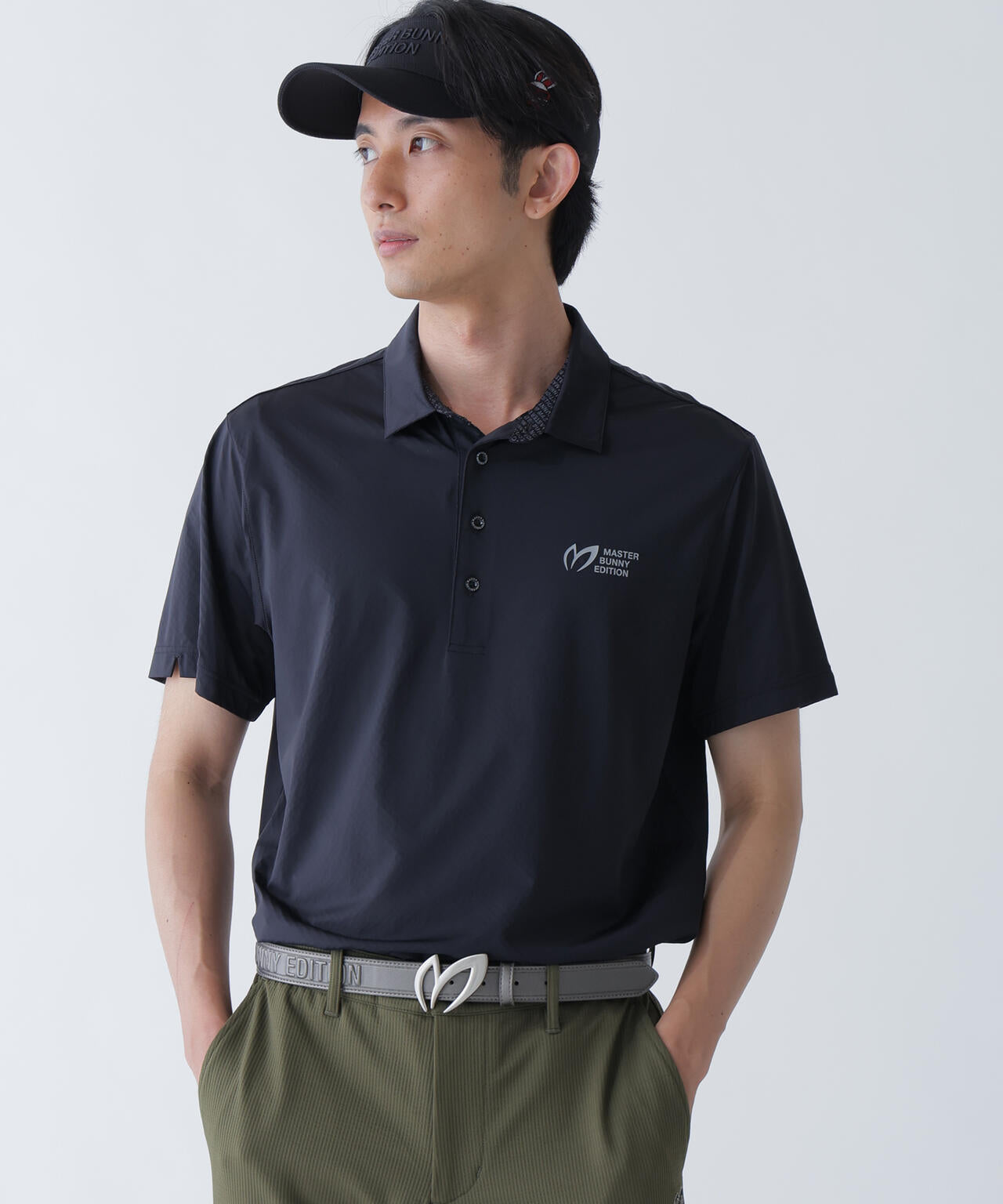 クロスミントサークルジャガード半袖ポロシャツ