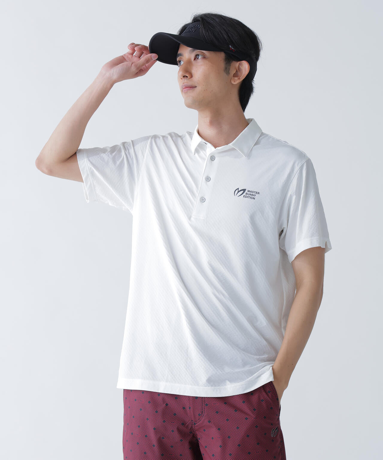 クロスミントサークルジャガード半袖ポロシャツ