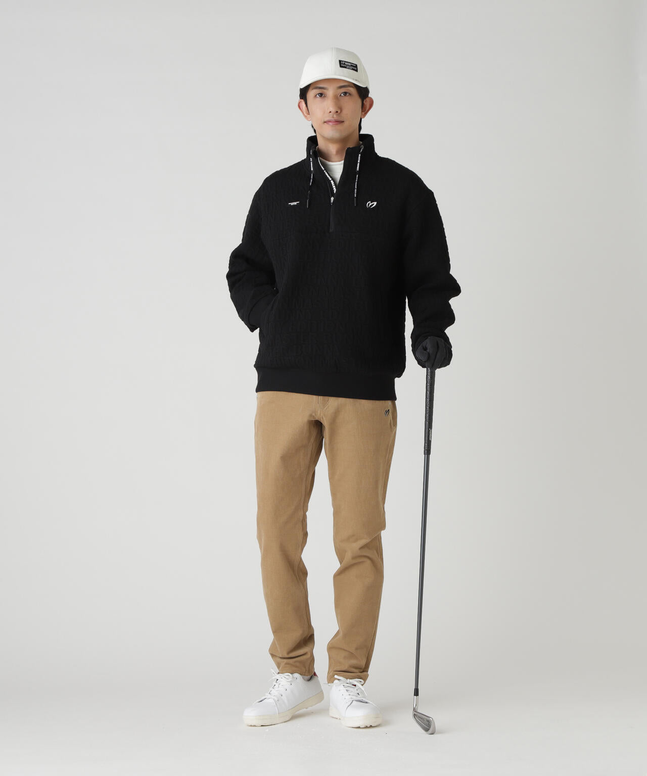ロゴキルトジャガードハーフジップアップ