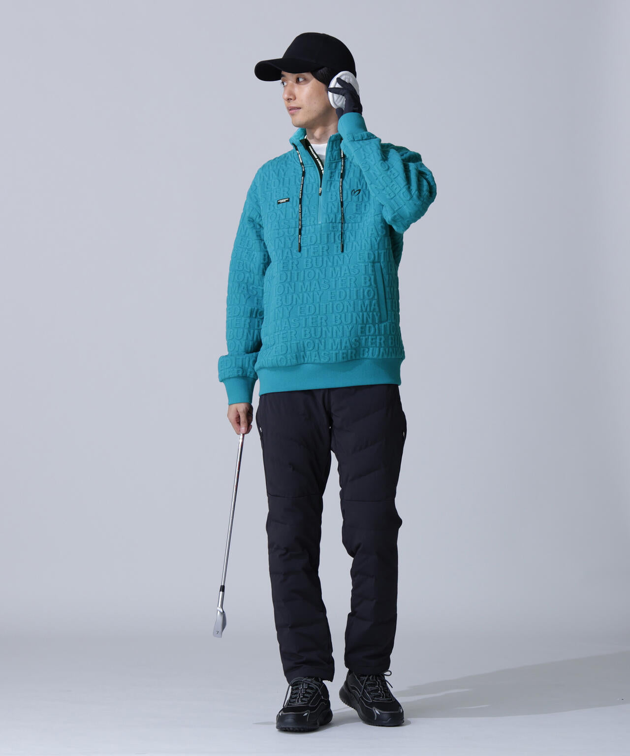 ロゴキルトジャガードハーフジップアップ