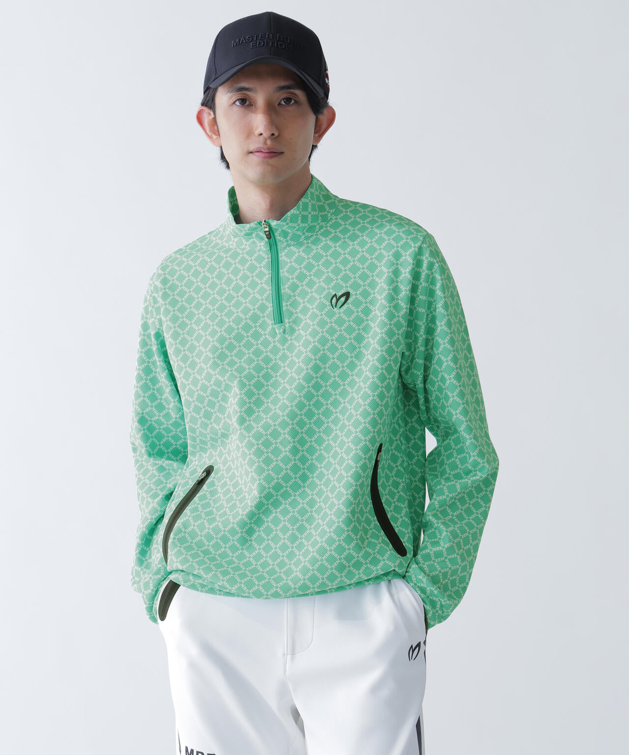 SPXカラミメッシュMBEボックスプリント ハーフジップアップカットソー