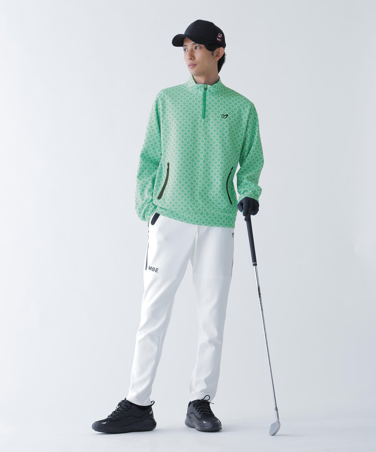 SPXカラミメッシュMBEボックスプリント ハーフジップアップカットソー