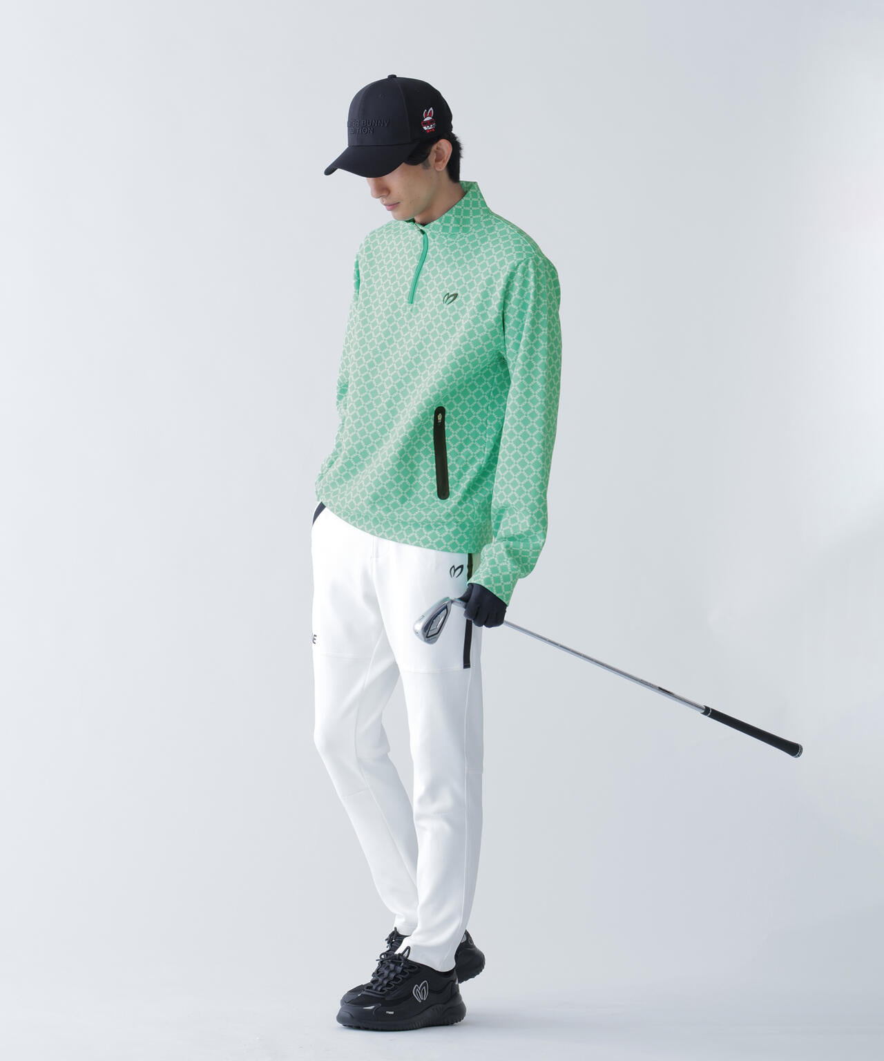 SPXカラミメッシュMBEボックスプリント ハーフジップアップカットソー