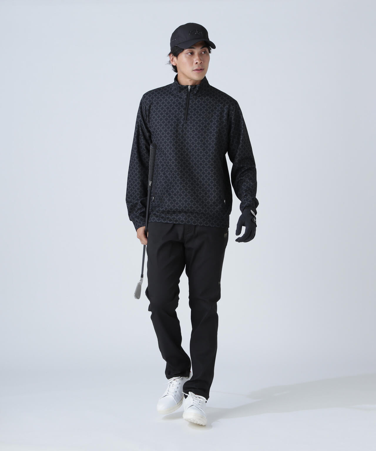 SPXカラミメッシュMBEボックスプリント ハーフジップアップカットソー