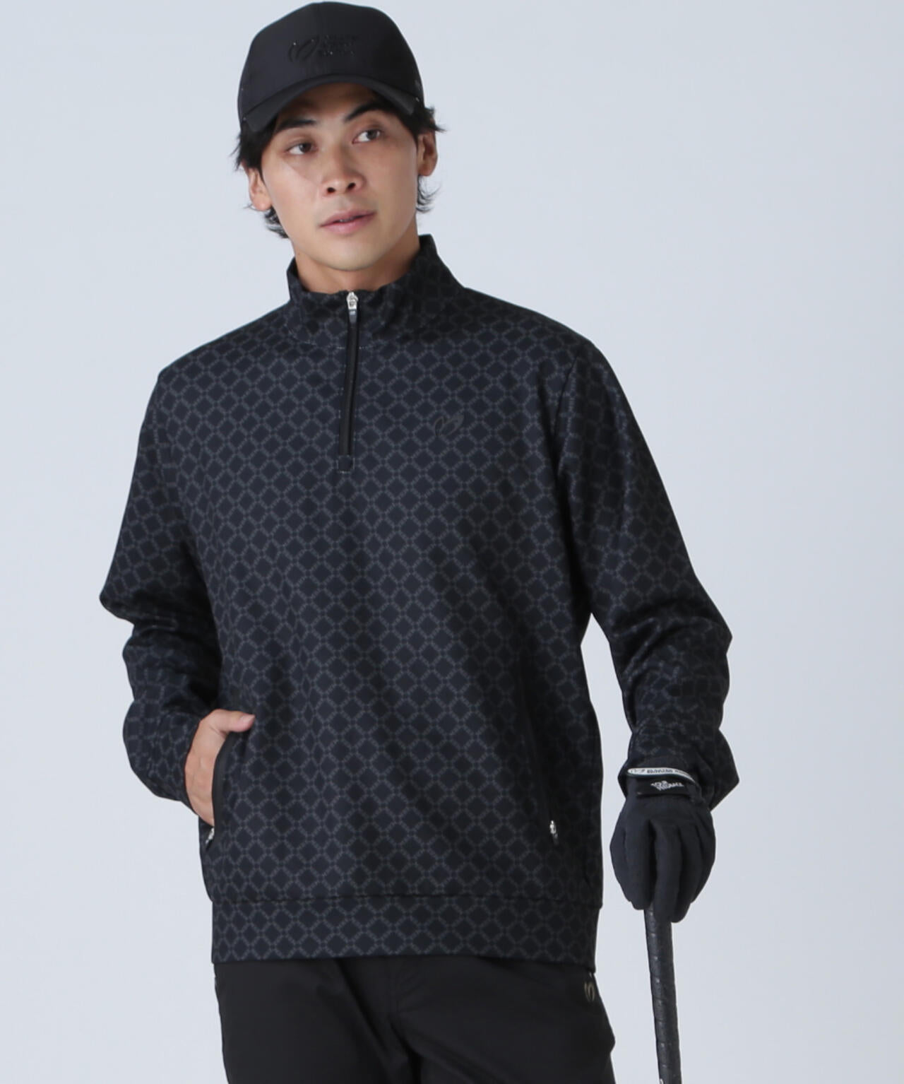 SPXカラミメッシュMBEボックスプリント ハーフジップアップカットソー