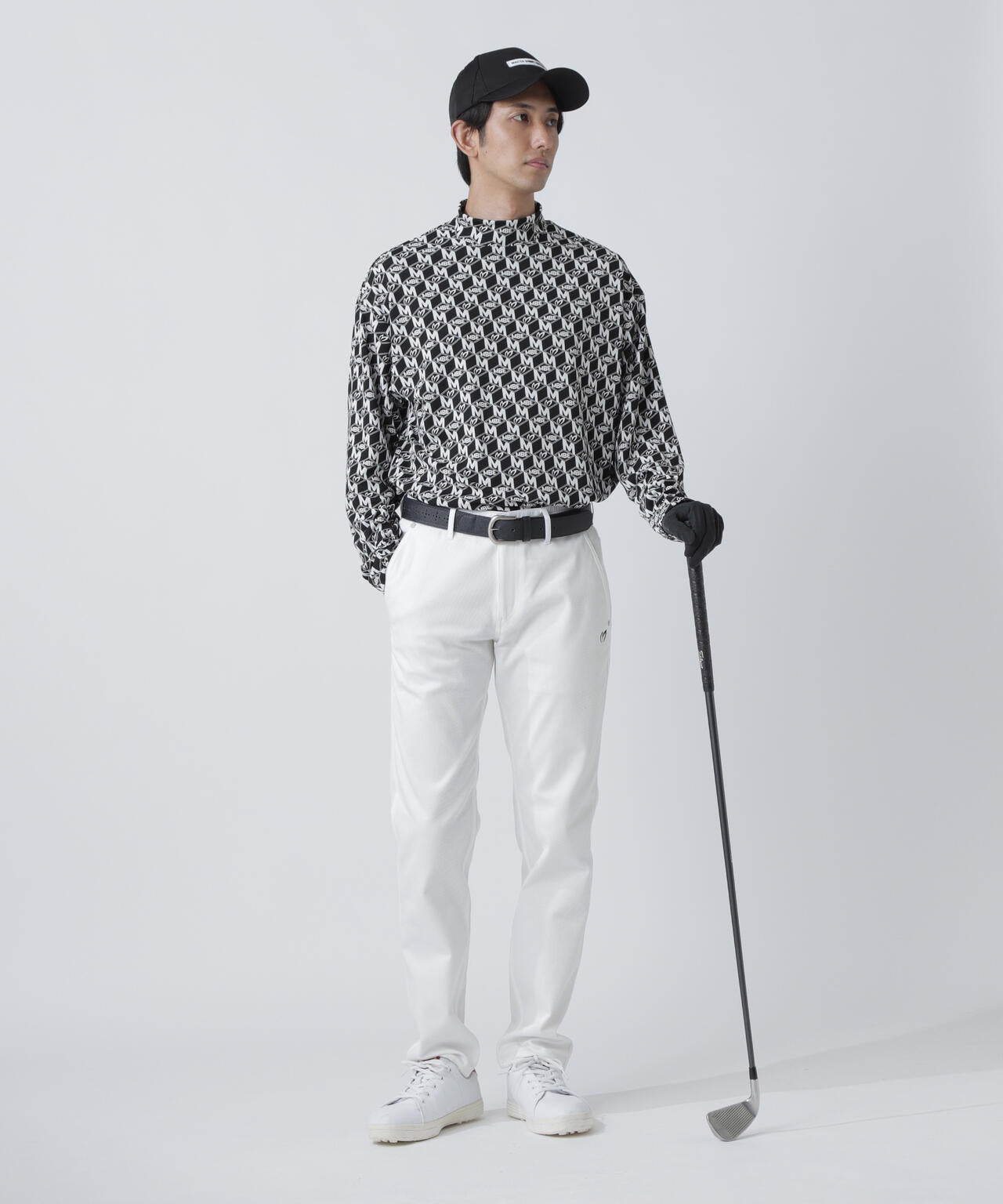 エコブルーMキューブジャガード長袖ハイネックカットソー