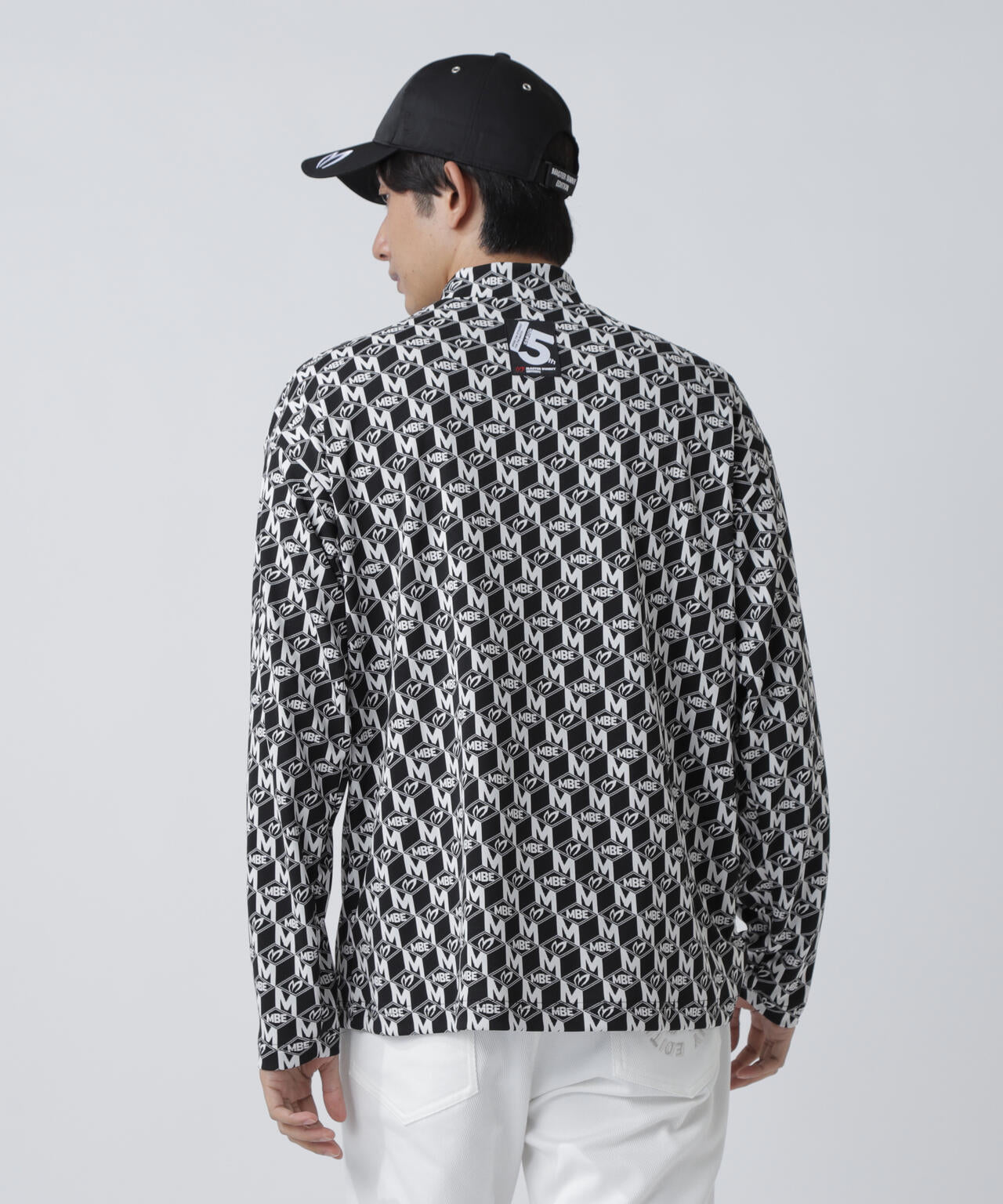 エコブルーMキューブジャガード長袖ハイネックカットソー