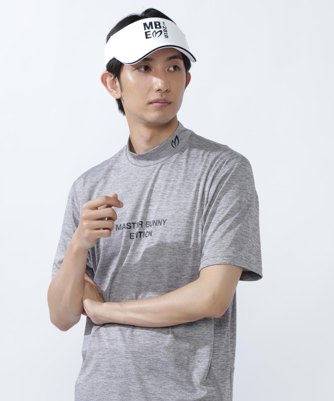 ベアメッシュ半袖モックネックカットソー