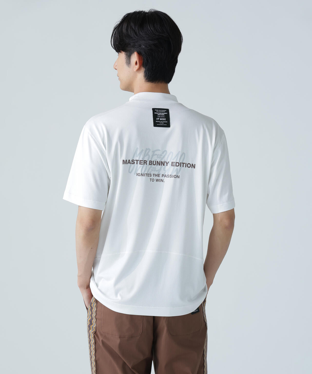 ベアメッシュ半袖モックネックカットソー