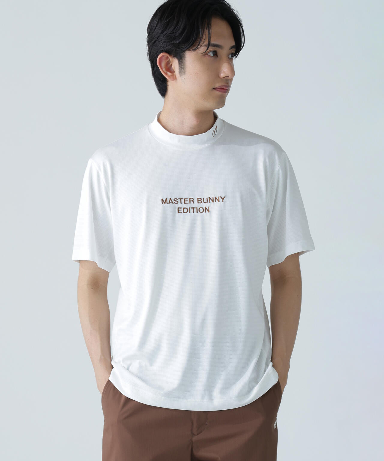 ベアメッシュ半袖モックネックカットソー