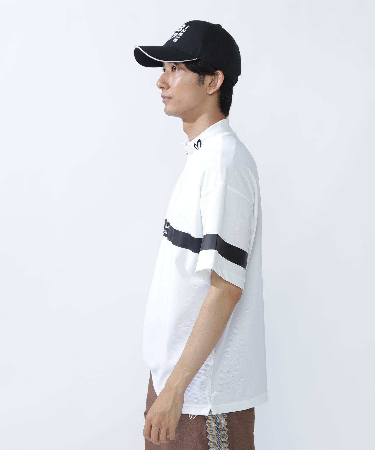 フルダルメッシュ半袖ハーフジップアップカットソー