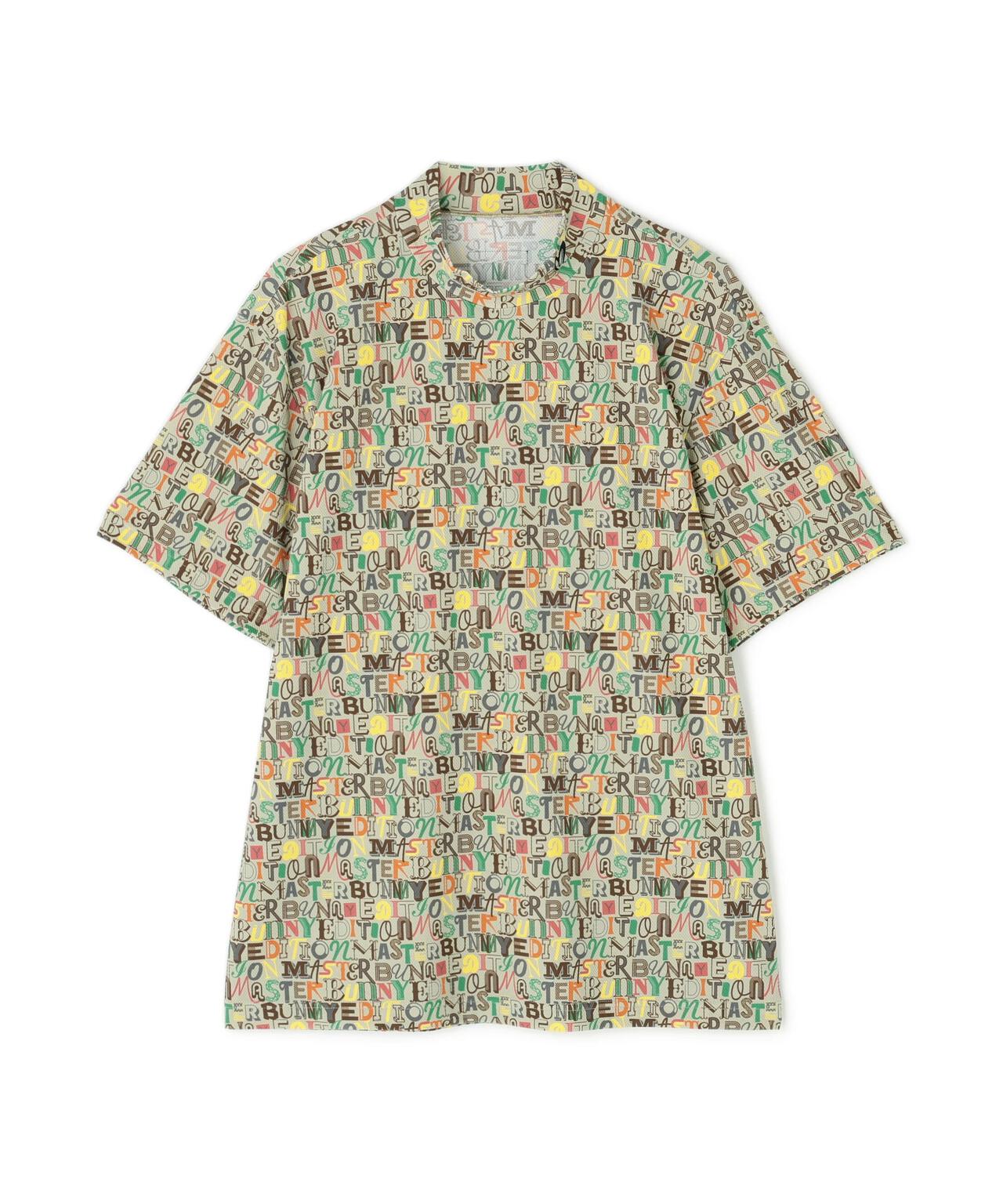 4WAYナイロントリコットマルチロゴプリント半袖モックネックカットソー