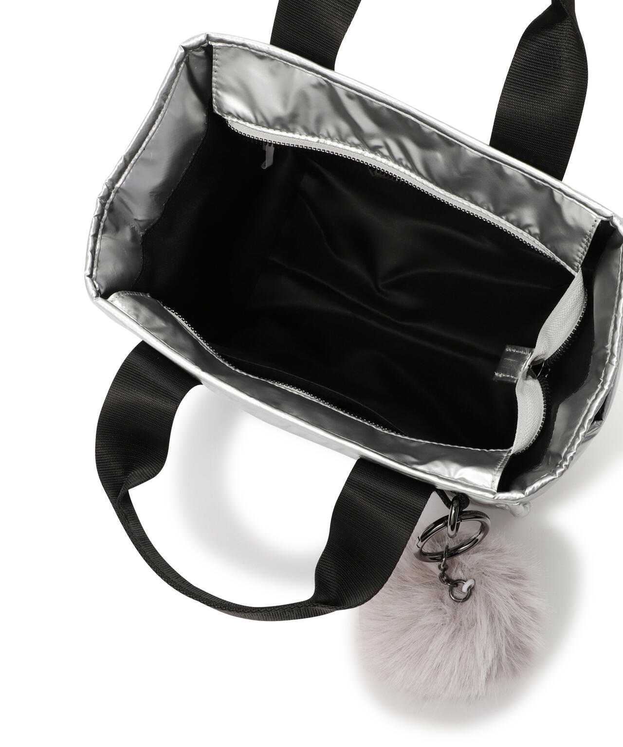 ファーポンチャーム付き合繊カートバッグ (UNISEX)