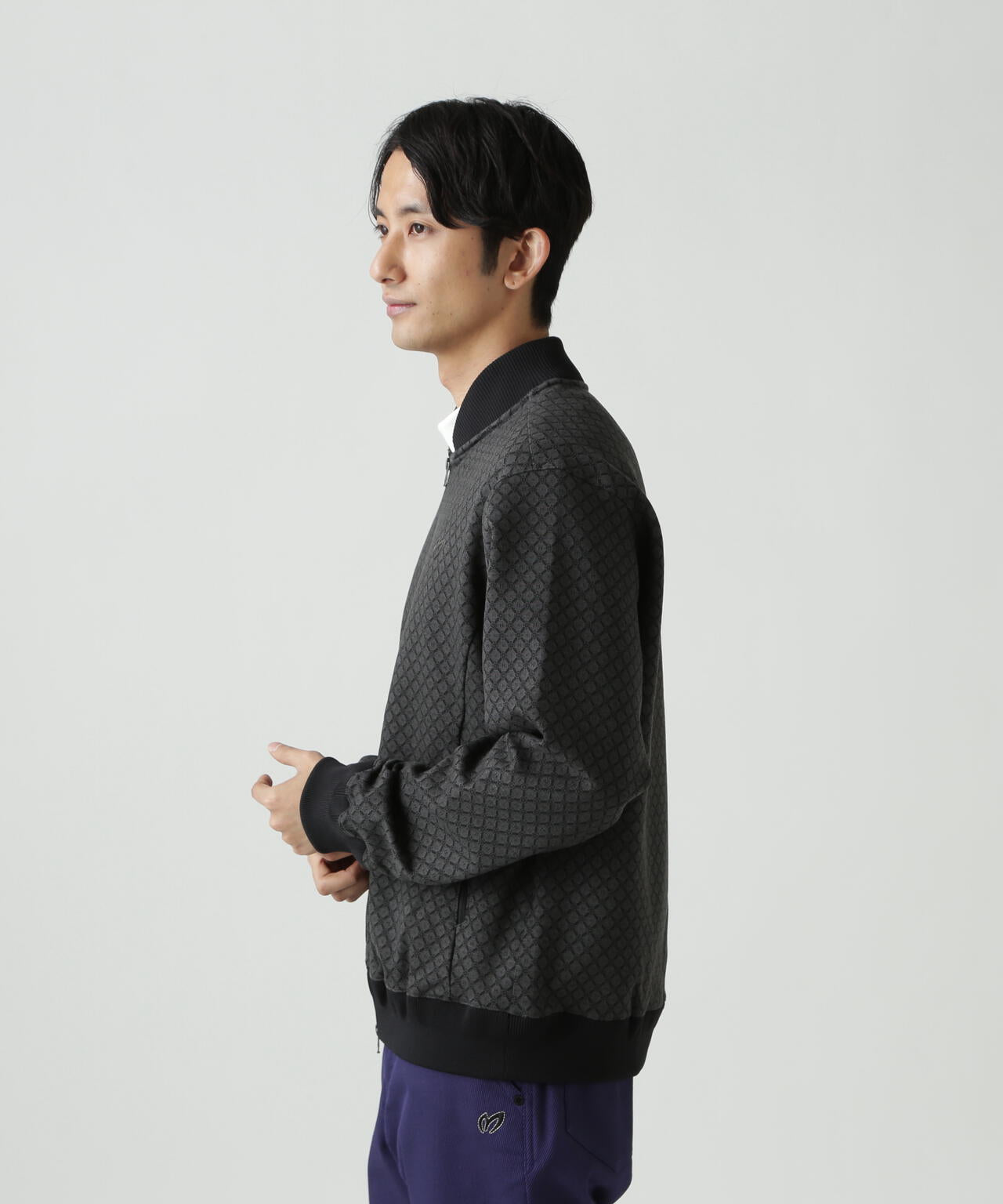 小紋ジャガードジップアップカットブルゾン