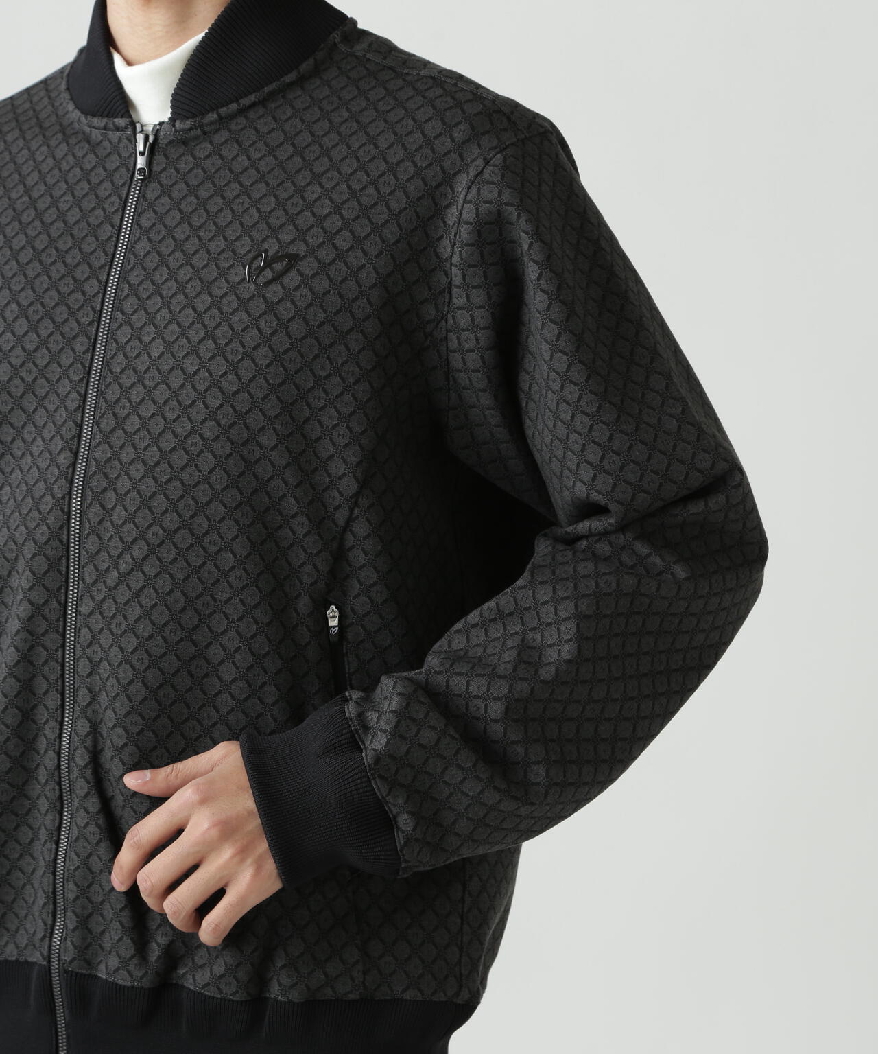 小紋ジャガードジップアップカットブルゾン