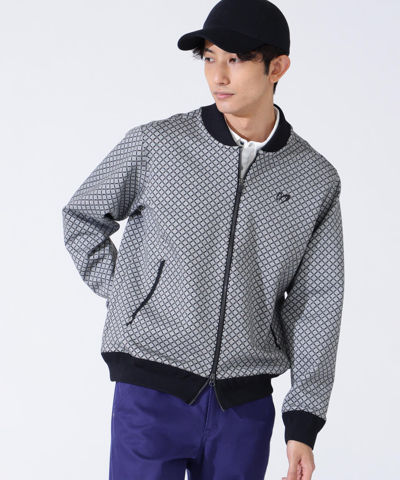 小紋ジャガードジップアップカットブルゾン