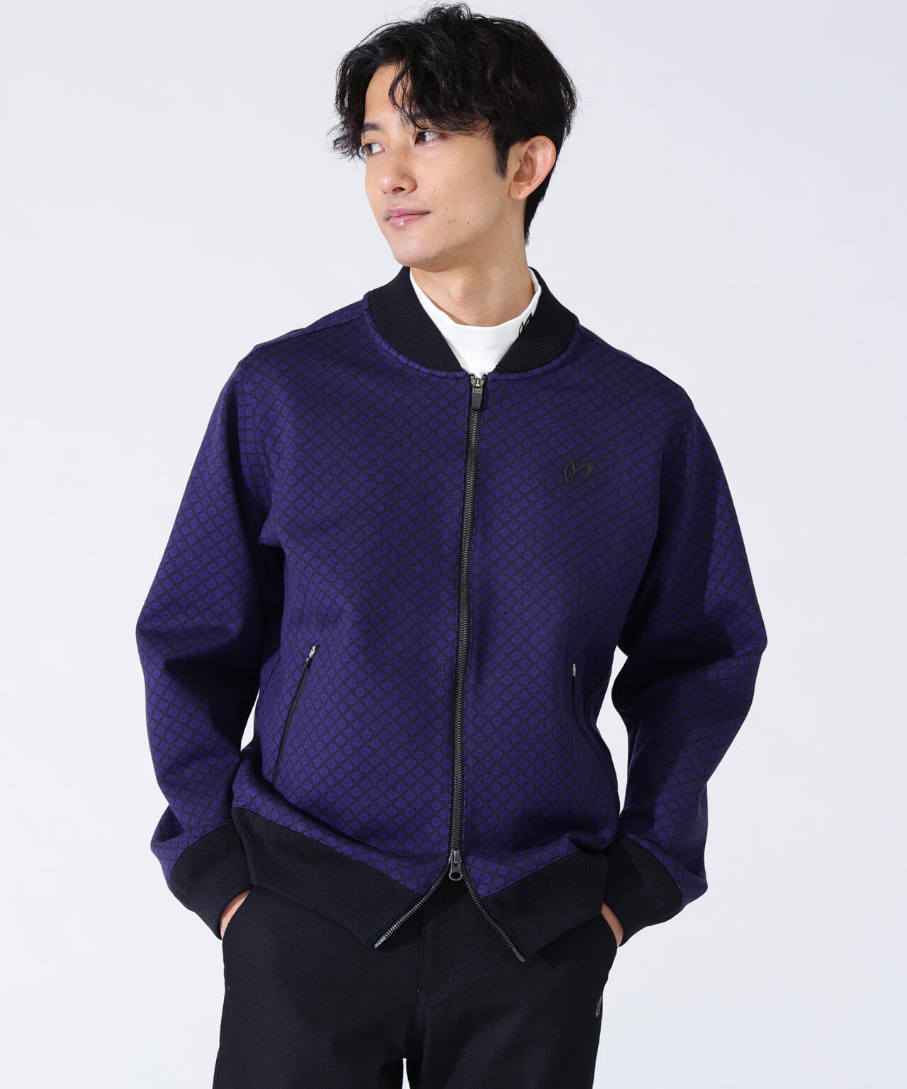 小紋ジャガードジップアップカットブルゾン