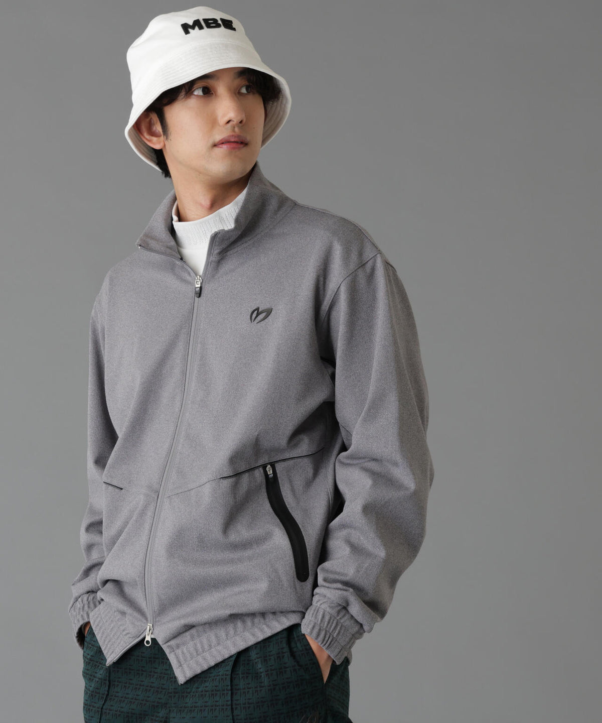 ウールライク接結へリンボンスタンドブルゾン (MENS)